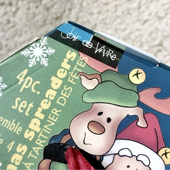 JOIE DE VIVRE Christmas Cheese Spreaders Knives 4 Pc Set Reindeer Santa Snowman - Picture 6 of 12